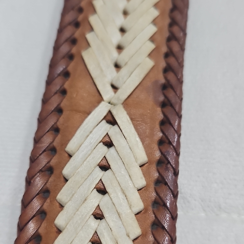 Brown Leather Belt with Intricate Tooling - Picture 8 of 11